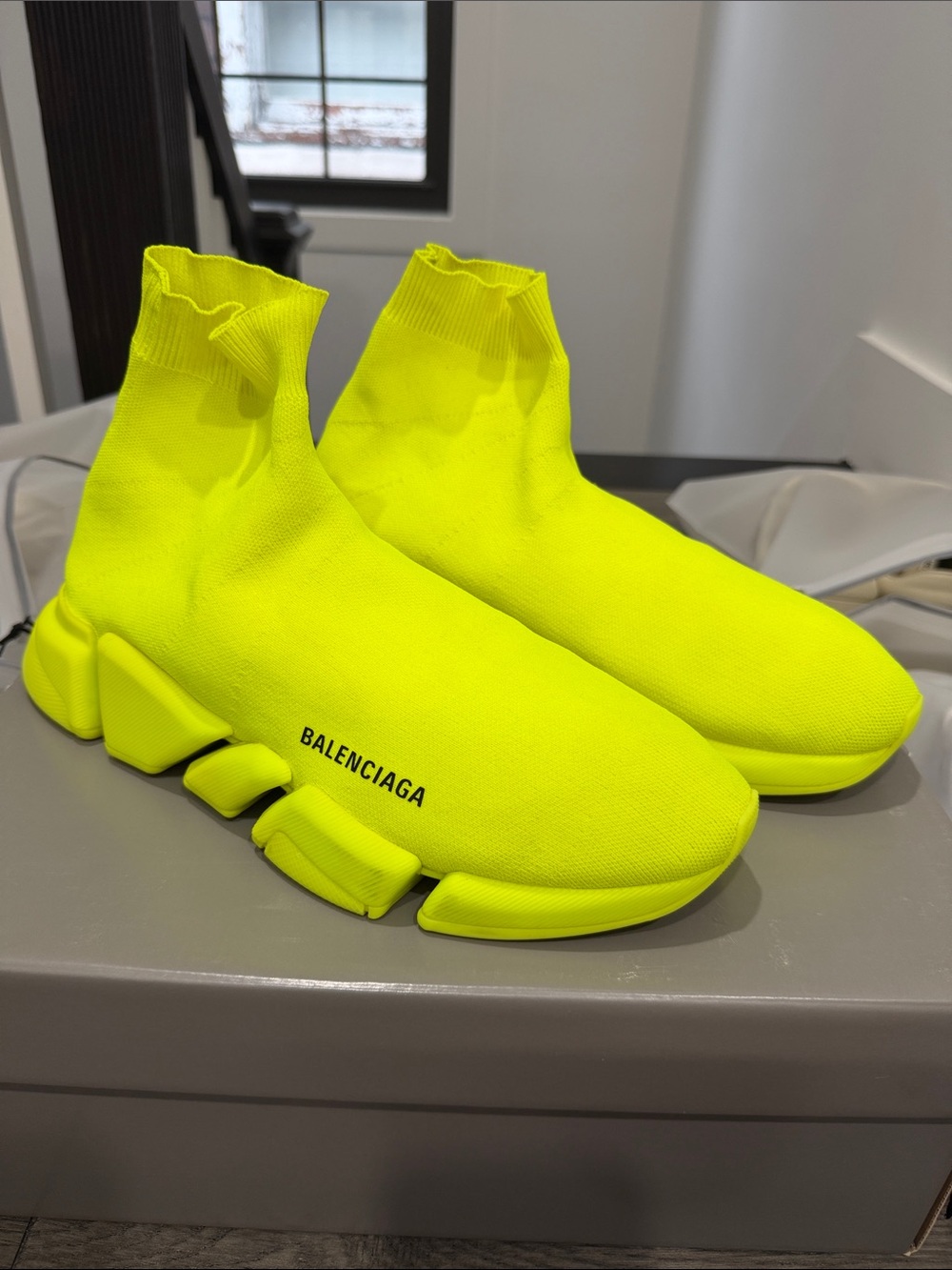 Balenciaga Men’s Neon Yellow Sock Sneakers